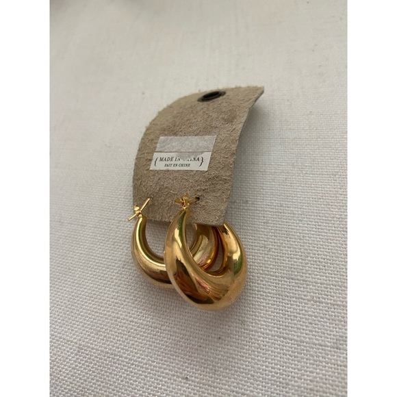NEW! Anthropologie Gold Hoop Earrings - Picture 3 of 5